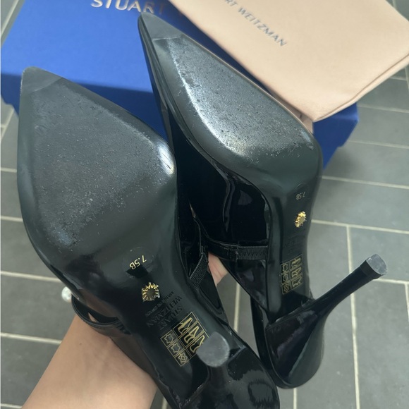 Stuart Weitzman Goldie 100 Pointed Toe Embellished High Heel Pumps - Picture 3 of 3